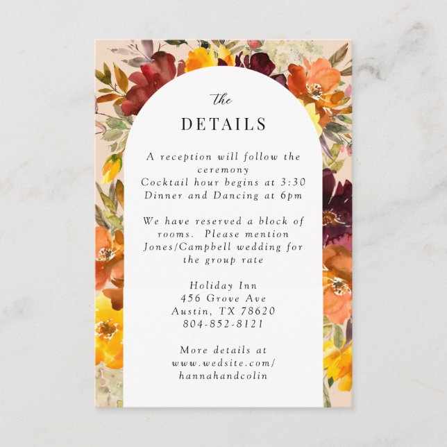 Rustic Marsala Burnt Orange Fall Wreath Enclosure Card (Front)