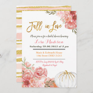 Rustic Marsala Pumpkin Fall in Love Bridal Shower Invitation