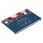Rustic Marsala Red Floral Navy Blue Wedding