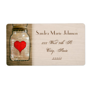 Rustic Mason Jar and Hearts Wedding Address Labels