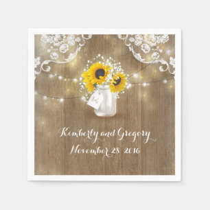 Rustic Mason Jar and Sunflowers with Baby's Breath Napkin