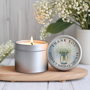 Rustic Mason Jar Baby’s Breath Thank You Favour St Classic Round Sticker