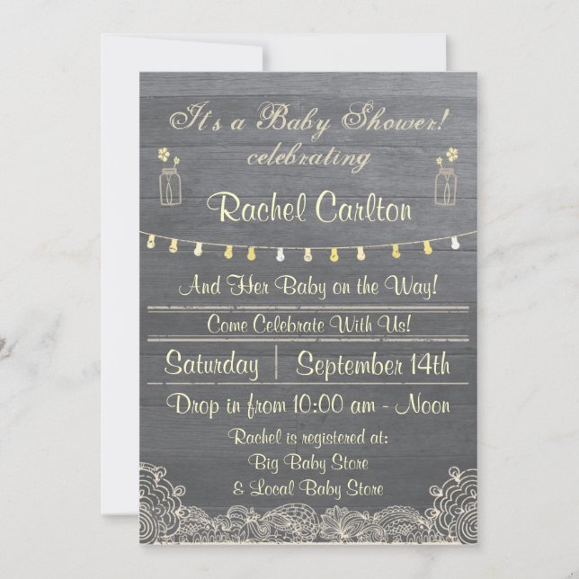 Rustic Mason Jar Baby Shower Invitation (Front)