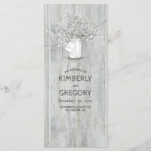 Rustic Mason Jar Baby's Breath Wedding Programs