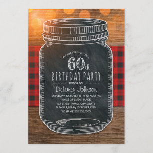 Rustic Mason Jar Backyard 60th Birthday Party Invitation