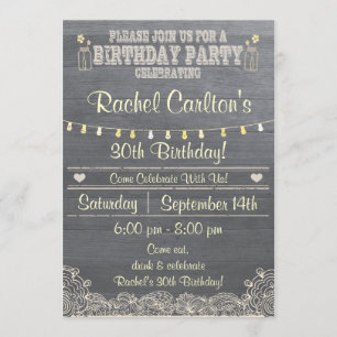 Rustic Mason Jar Birthday Party Invitation