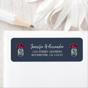 Rustic mason jar blue wedding return address