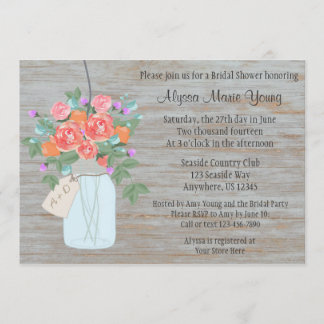 Rustic Mason Jar Bridal Shower Invitation