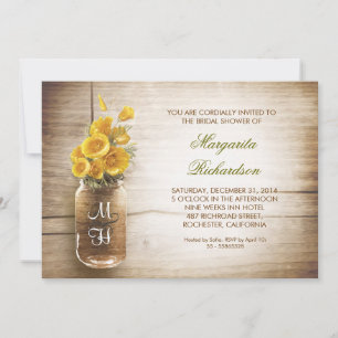 rustic mason jar bridal shower invitations