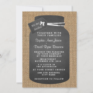 Rustic Mason Jar Burlap Invitations de mariage