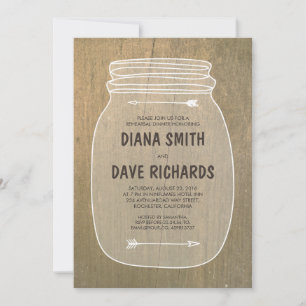 Rustic Mason Jar Country Rehearsal Dinner Invitation
