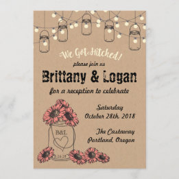 Rustic Mason Jar Eloped Réception Invitation