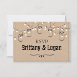 Rustic Mason Jar Elopement Response Postcard