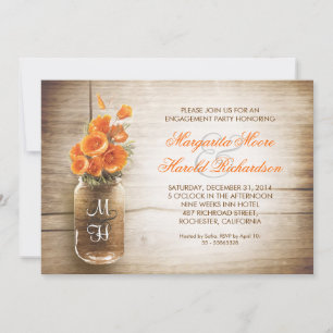 rustic mason jar engagement party invitations