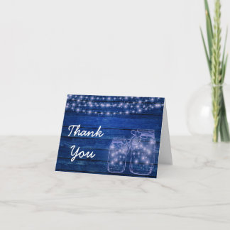 Rustic Mason Jar Evening Wedding Thank You Card