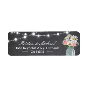 Rustic Mason Jar Floral String Lights Chalkboard