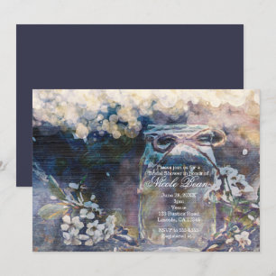 Rustic Mason Jar & Floral Wedding  Invitation