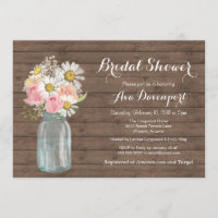 Rustic Mason Jar & Flowers Baby or Bridal Shower