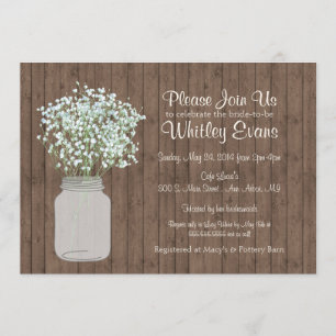 Rustic Mason Jar Invitation à la douche nuptiale s