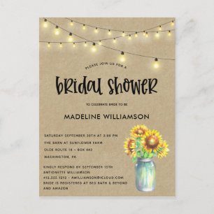 Rustic Mason Jar Kraft Invitation à la douche nupt