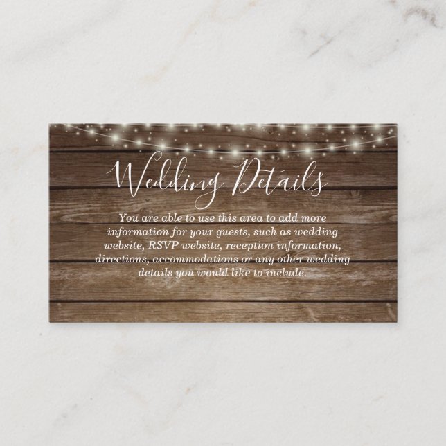 Rustic Mason Jar Lights Details Enclosure Card (Front)