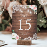 Rustic Mason Jar Lights Lace Floral Wedding Table Number<br><div class="desc">Rustic Mason Jar Lights Lace Floral Wedding Table Number Card. (1) Please customize this template one by one (e.g, from number 1 to xx) , and add each number card separately to your cart. (2) For further customization, please click the "customize further" link and use our design tool to modify...</div>