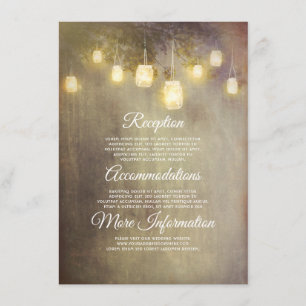 Rustic Mason Jar Lights Wedding Information Guest Enclosure Card