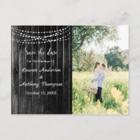 Rustic Mason Jar Lights Wedding Save The Date