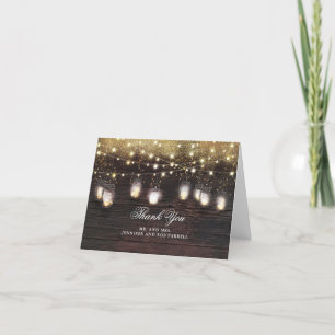 Rustic Mason Jar Lights Wedding Thank You
