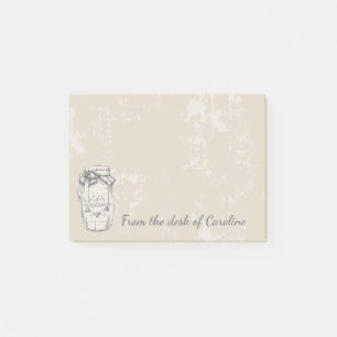 Rustic Mason Jar Lovebirds Country Brown Wedding Post-it Notes