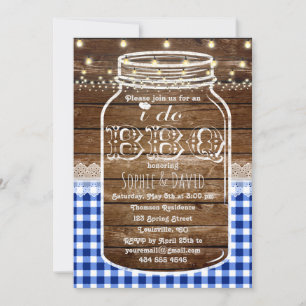 Rustic Mason Jar Old Wood I DO BBQ Invitation