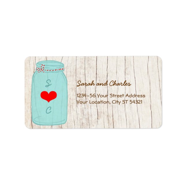 Rustic Mason Jar on Bark Illustrated Wedding Label (Front)
