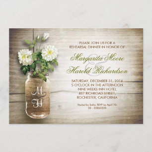 rustic mason jar rehearsal dinner invitations