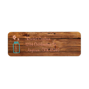 Rustic Mason Jar Return Address Labels Peach