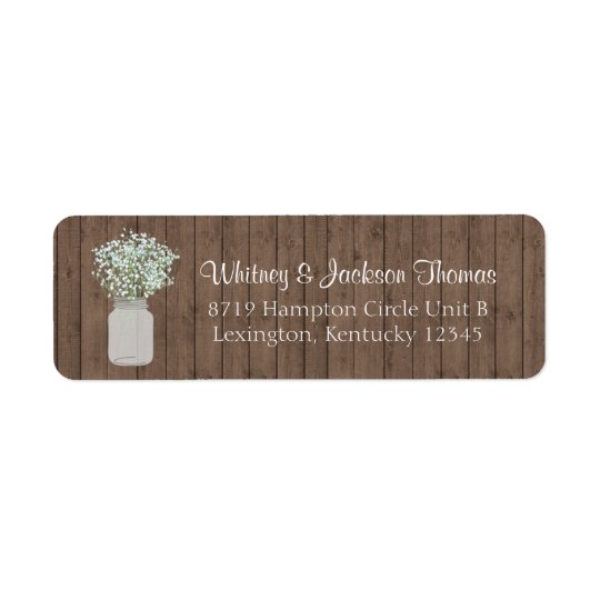 Rustic Mason Jar Return Address Return Address Label