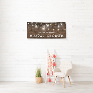 Rustic Mason Jar String Lights Bridal Shower Banne Banner