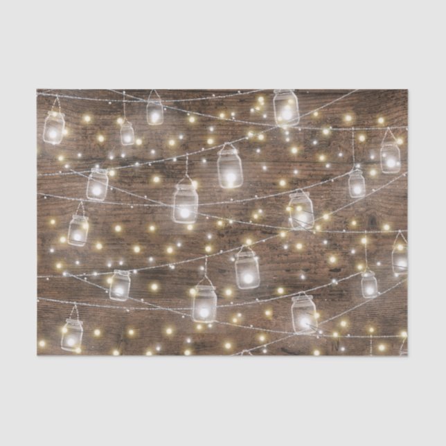 Rustic Mason Jar String Lights Romantic Tissue Paper (Front)