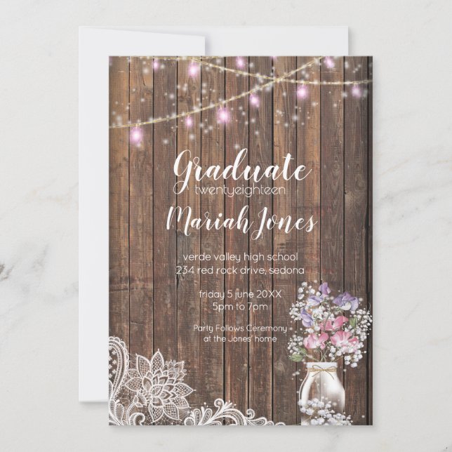 Rustic Mason Jar String Lights   theBarefootBride™ Announcement (Front)