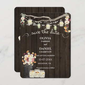 Rustic Mason Jar String Lights Watercolor Flowers