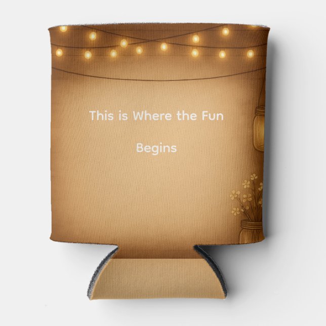 Rustic Mason Jar & String Lights Wedding Can Coole Cooler (Front)