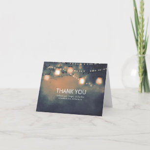 Rustic Mason Jar String Lights Wedding Thank You Card