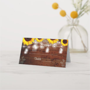Rustic Mason Jar Sunflower Place Cards