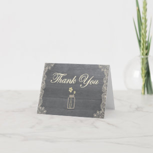 Rustic Mason Jar Thank you note cards