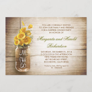 rustic mason jar wedding anniversary invitations