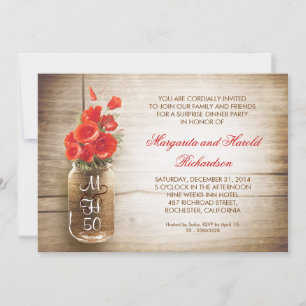 rustic mason jar wedding anniversary invitations