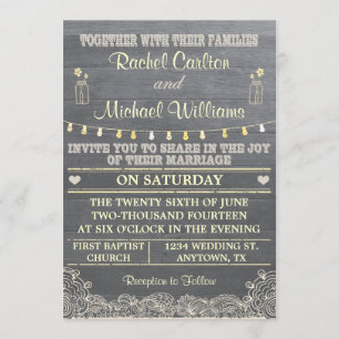 Rustic Mason Jar Wedding Invitation