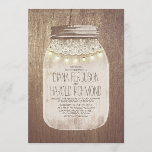 Rustic Mason Jar Wedding Invitations
