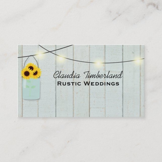 Rustic Mason Jar Wedding Planner Business Card (Front)