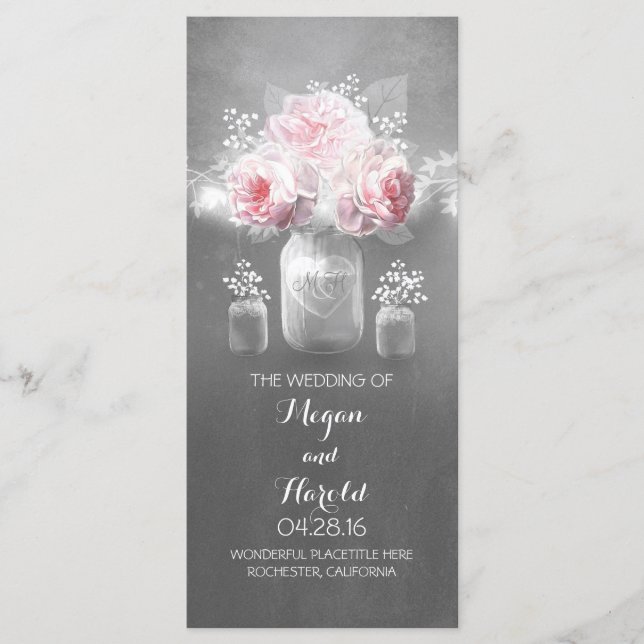 Rustic Mason Jar Wedding Programs (Front)