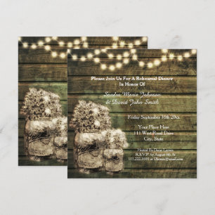 Rustic Mason Jar  Wedding Rehearsal Dinner Invitation